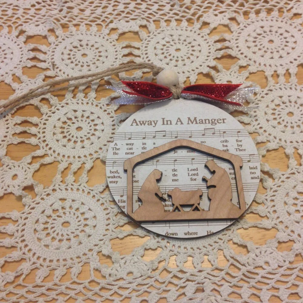 Manger Scene Christmas Ornament, home, lightweight wood, new item